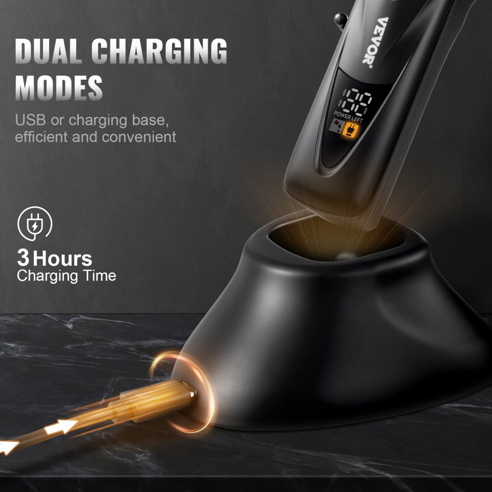 VEVOR Cortadora de cabello profesional para hombres, cortadora de cabello inalámbrica con cuchilla DLC Fade y motor de alta velocidad de 10000 RPM, kit de cuidado para cortar el cabello para hombres con 8 peines guía para peluqueros en casa, regalo ideal para hombres