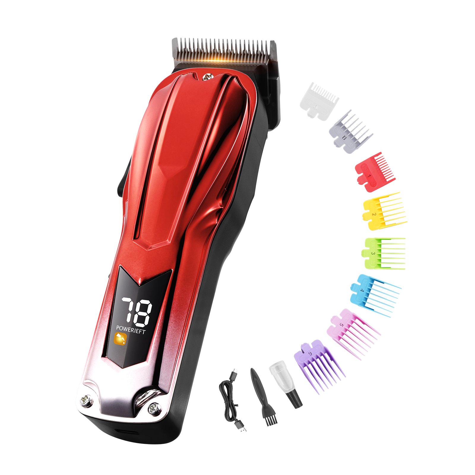 VEVOR Cortadora de pelo profesional para hombres, cortadora de pelo inalámbrica con motor sin escobillas de 6800 RPM y pantalla LED, kit de cuidado para cortar el cabello para hombres con 8 peines guía para peluqueros en casa, regalo ideal para el esposo
