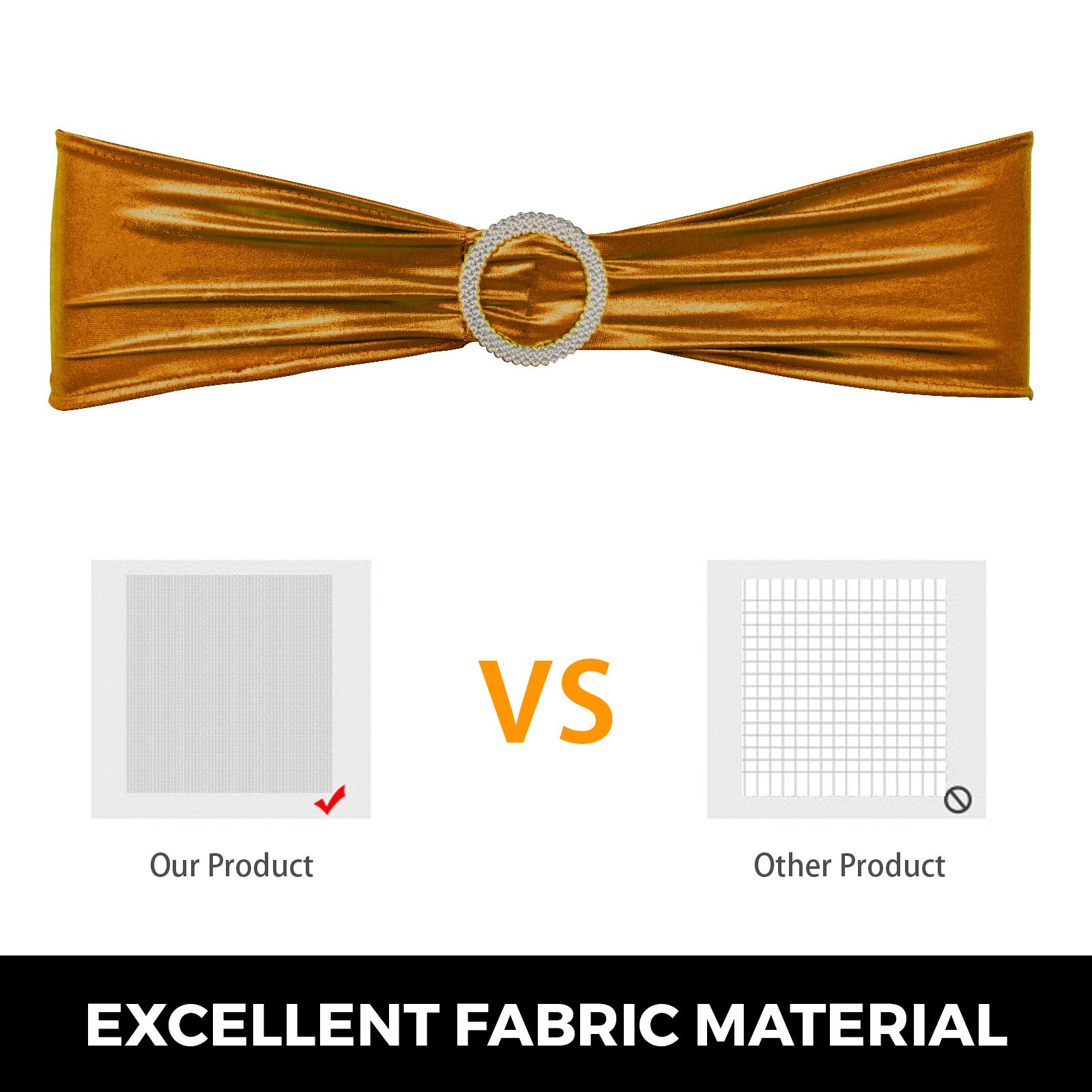 100pcs Spandex Fajas De La Silla Hebilla Redonda Oro Para Boda Hotel Fiesta