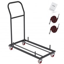 VEVOR Carro con Soporte para Sillas Plegables Carro de Hierro Comercial con Capacidad de 12 Sillas 4 Ruedas Almacenamiento de Transporte de Sillas de Resina Plástica y Madera 1000x510x1090 mm, Negro