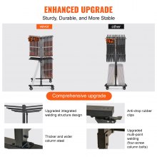 VEVOR Carro con Soporte para Sillas Plegables Carro para Sillas Apilable Móvil de Una Sola Capa con Capacidad de 84 Sillas 240 kg con 4 Ruedas 2 Cuerdas Elásticas Funda 1830x860x1820 mm, Negro