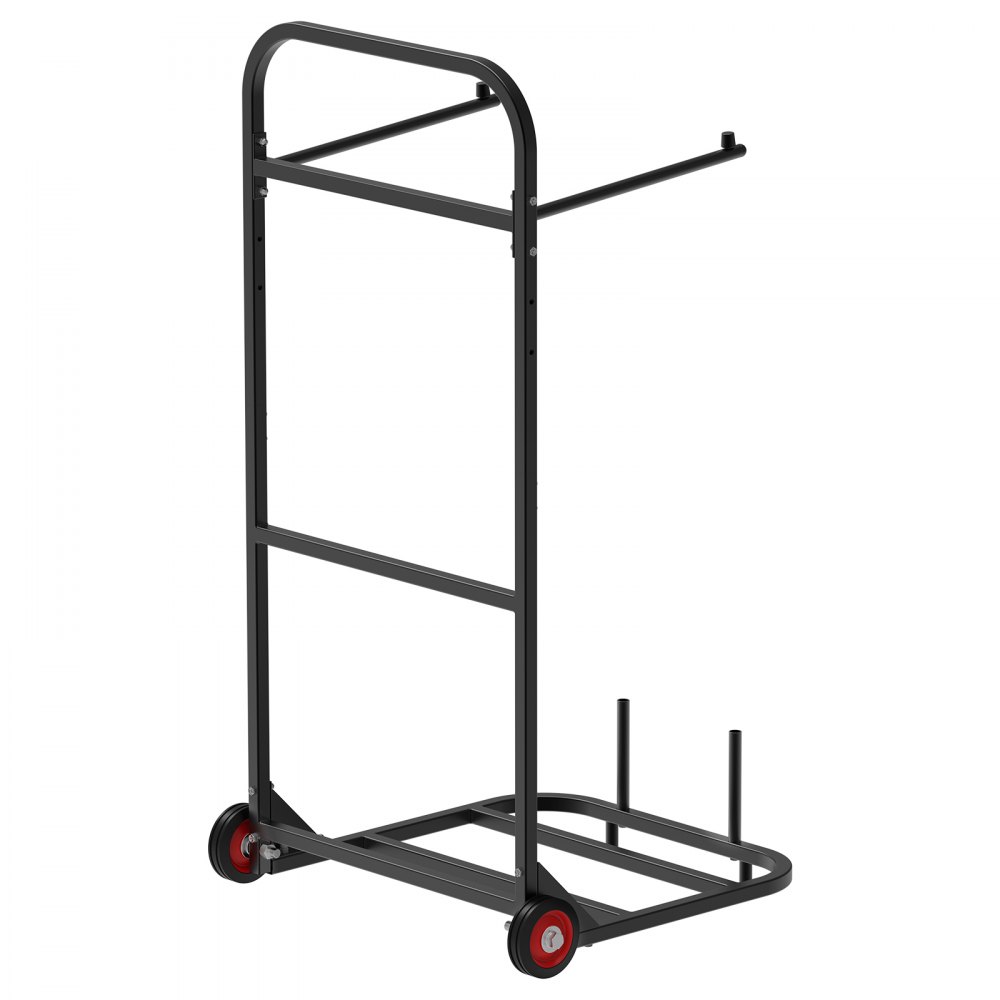 VEVOR Estante para Sillas Plegable, Capacidad de 45 kg, Carrito Resistente para Colgar 10 Sillas, Carrito de Almacenamiento de Metal con Ruedas de Goma, Soporte para Sillas Tipo Empuje, Negro Mate