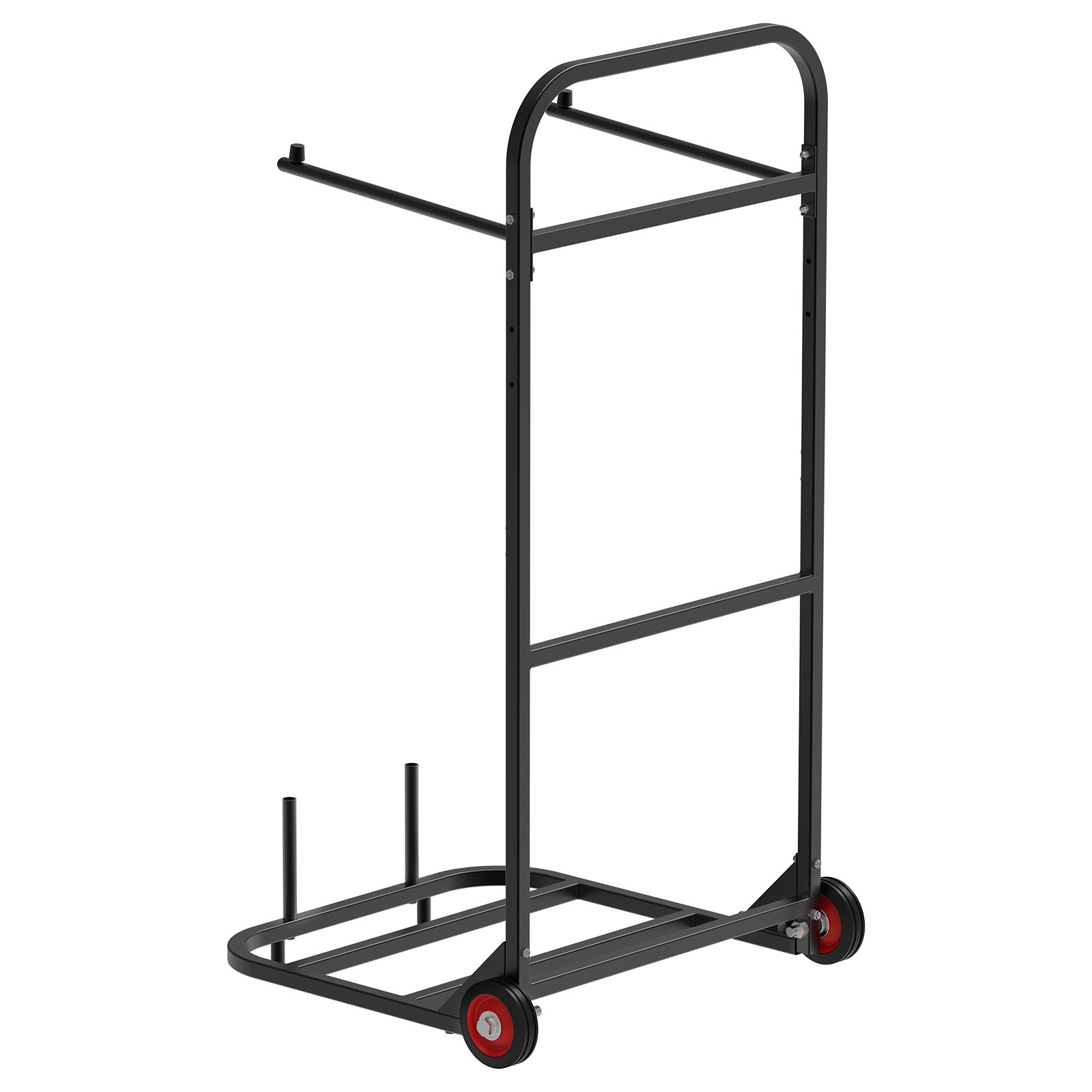 VEVOR Estante para Sillas Plegable, Capacidad de 45 kg, Carrito Resistente para Colgar 10 Sillas, Carrito de Almacenamiento de Metal con Ruedas de Goma, Soporte para Sillas Tipo Empuje, Negro Mate