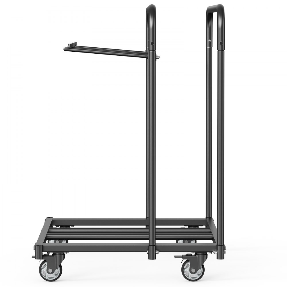 VEVOR Estante para Sillas Plegable, Capacidad de 181 kg, Carrito Resistente para 5 Mesas y 14 Sillas, Soporte para Sillas con Ruedas Giratorias y Ruedas de Bloqueo para Fiestas, Eventos, Negro Mate