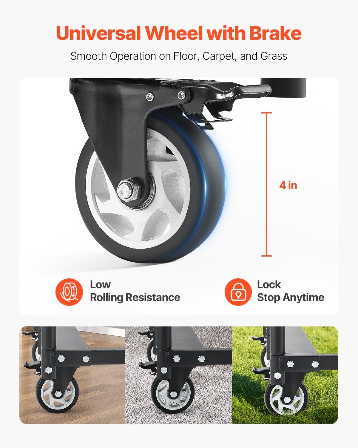 VEVOR Estante para Sillas Plegable, Capacidad de 181 kg, Carrito Resistente para 5 Mesas y 14 Sillas, Soporte para Sillas con Ruedas Giratorias y Ruedas de Bloqueo para Fiestas, Eventos, Negro Mate