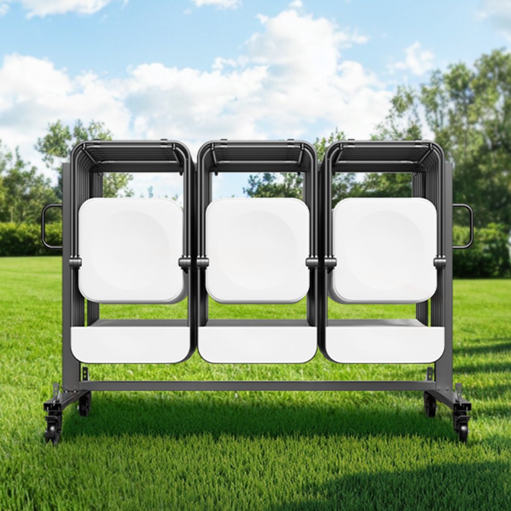 VEVOR Estante para Sillas Plegable, Capacidad de 181 kg, Carrito Resistente para 42 Sillas o 12 Mesas, Carrito de Almacenamiento Multifunción para Sillas con Ruedas de Goma y Soportes, Negro Mate