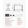VEVOR Estante para Sillas Plegable, Capacidad de 181 kg, Carrito Resistente para 42 Sillas o 12 Mesas, Carrito de Almacenamiento Multifunción para Sillas con Ruedas de Goma y Soportes, Negro Mate