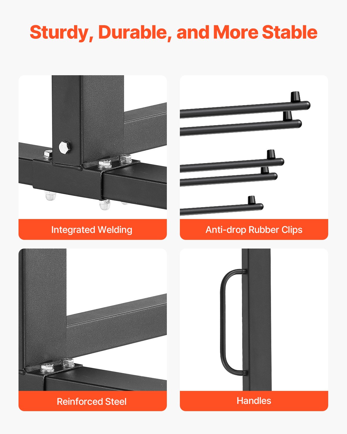 VEVOR Estante para Sillas Plegable, Capacidad de 181 kg, Carrito Resistente para 42 Sillas o 12 Mesas, Carrito de Almacenamiento Multifunción para Sillas con Ruedas de Goma y Soportes, Negro Mate