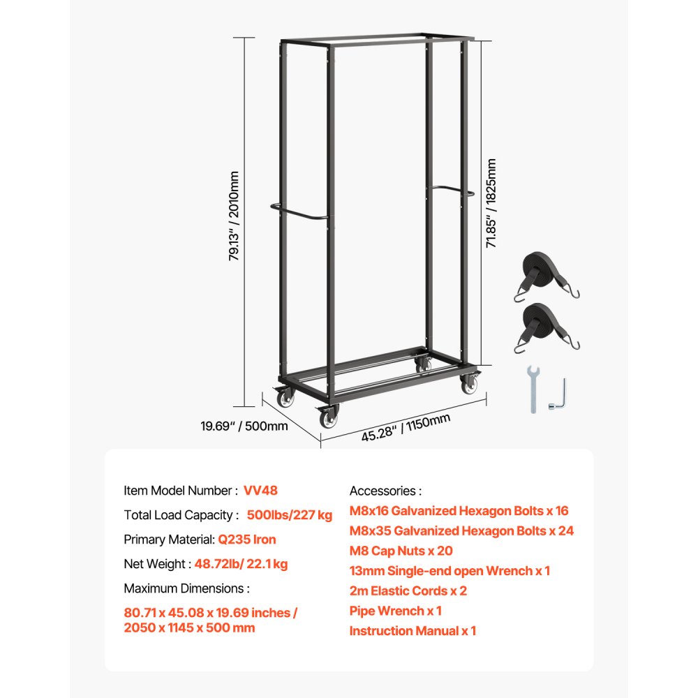 VEVOR Estante para Sillas Plegable, Capacidad de 227 kg, Carrito Resistente para 60 Sillas, Soporte para Sillas de Metal con Ruedas iratorias y Ruedas de Bloqueo para Fiestas, Eventos, Negro Mate