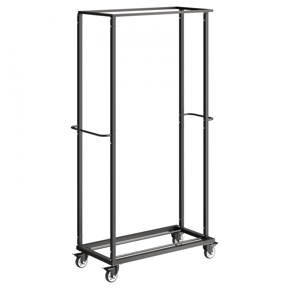 VEVOR Estante para Sillas Plegable, Capacidad de 227 kg, Carrito Resistente para 60 Sillas, Soporte para Sillas de Metal con Ruedas iratorias y Ruedas de Bloqueo para Fiestas, Eventos, Negro Mate
