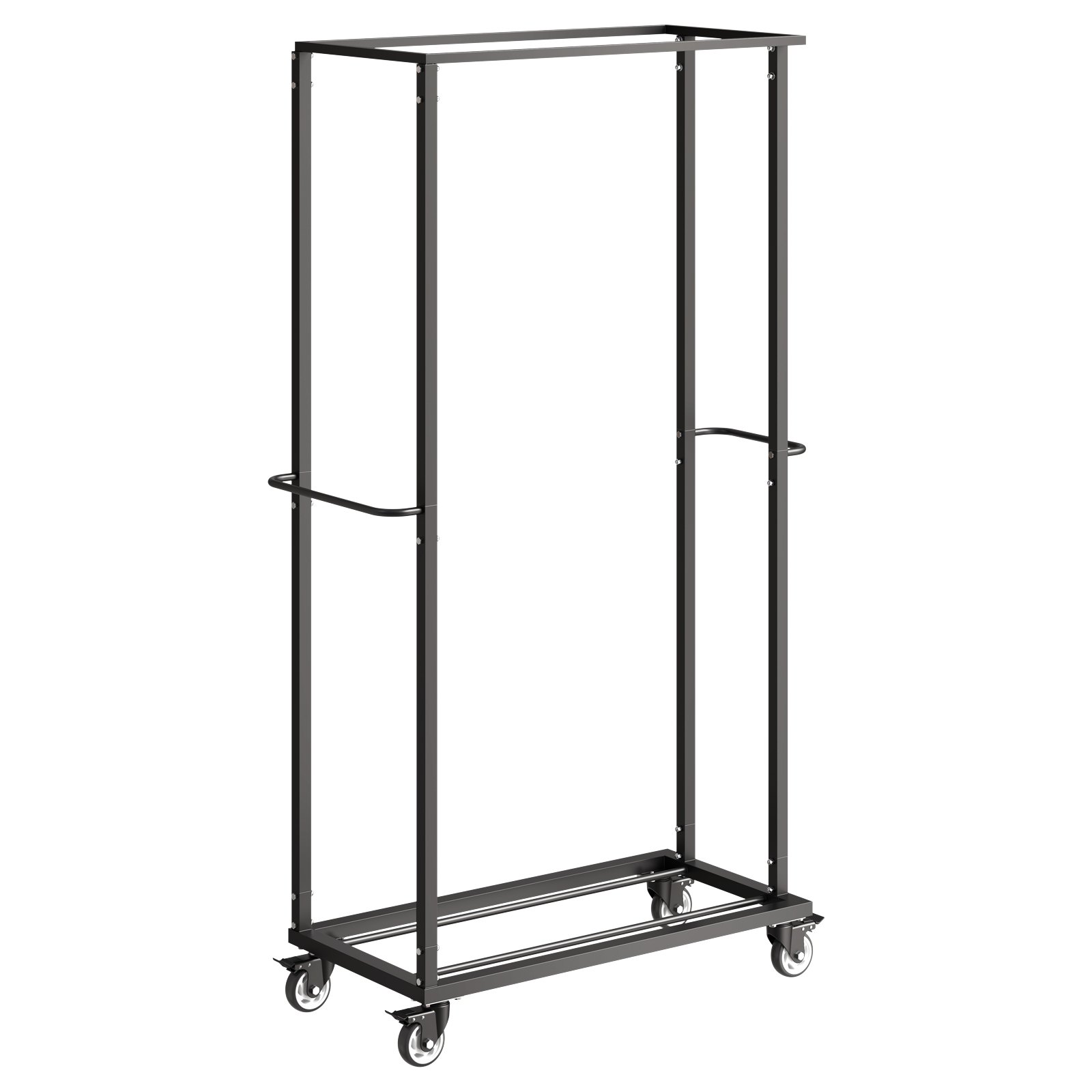 VEVOR Estante para Sillas Plegable, Capacidad de 227 kg, Carrito Resistente para 60 Sillas, Soporte para Sillas de Metal con Ruedas iratorias y Ruedas de Bloqueo para Fiestas, Eventos, Negro Mate