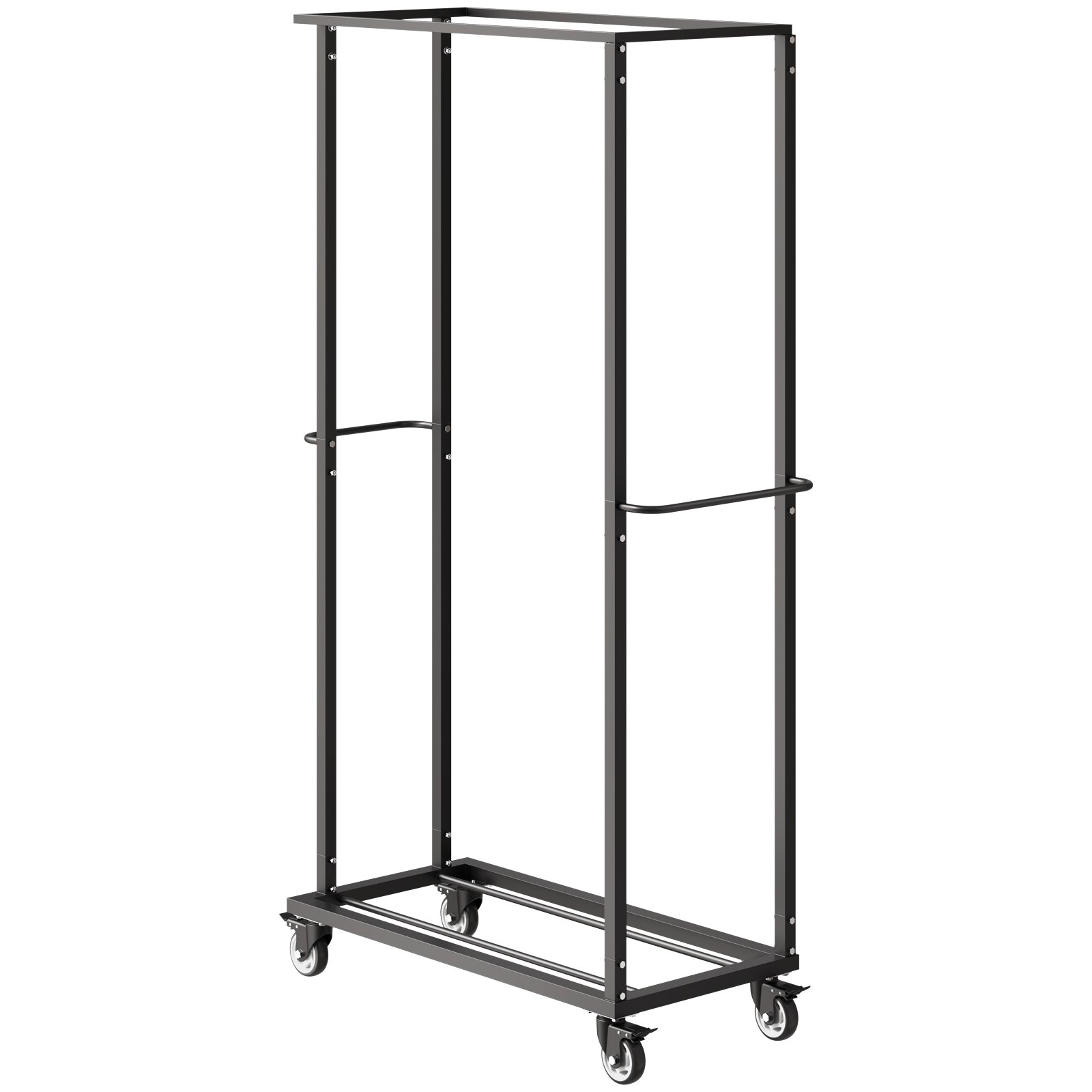 VEVOR Estante para Sillas Plegable, Capacidad de 227 kg, Carrito Resistente para 60 Sillas, Soporte para Sillas de Metal con Ruedas iratorias y Ruedas de Bloqueo para Fiestas, Eventos, Negro Mate
