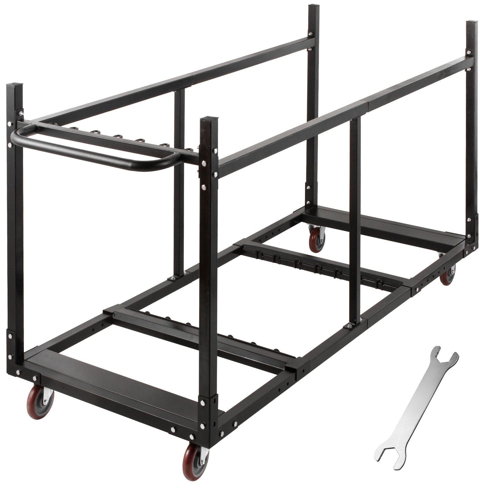 Carro Para Transportar Sillas Plegables Y Mesas Con Ruedas Con Frenos Negro