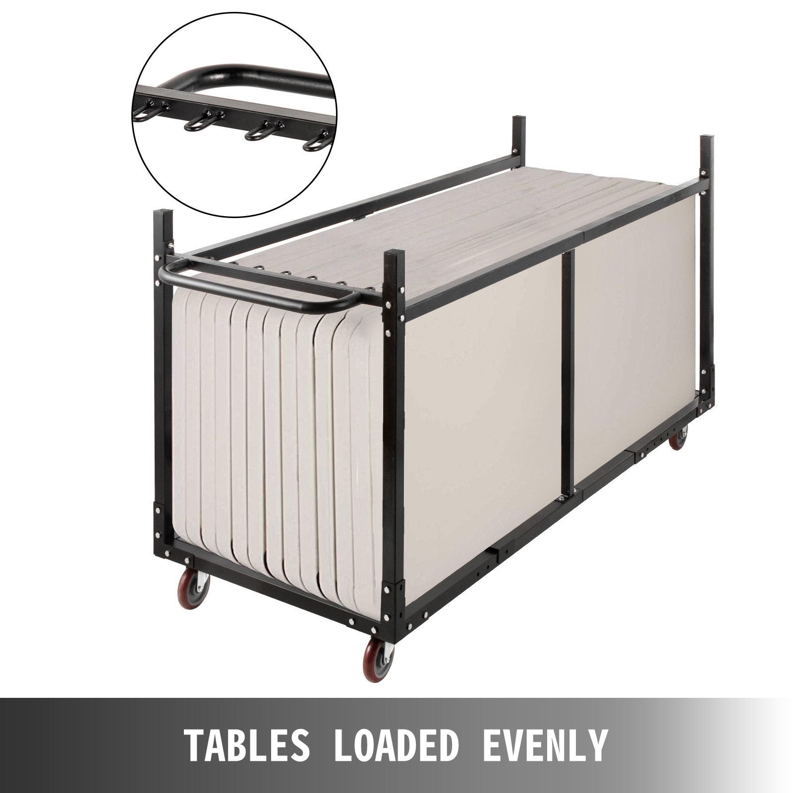Carro Para Transportar Sillas Plegables Y Mesas Con Ruedas Con Frenos Negro