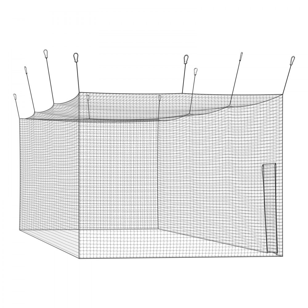 VEVOR Jaula de Bateo de Béisbol 1270 x 390 x 308 cm, Portátil e Independiente, con HDPE Anudado de 30 Capas y Mosquetones, para Interior y Exterior, Compatible con Béisbol, Golf, Tenis y Bádminton