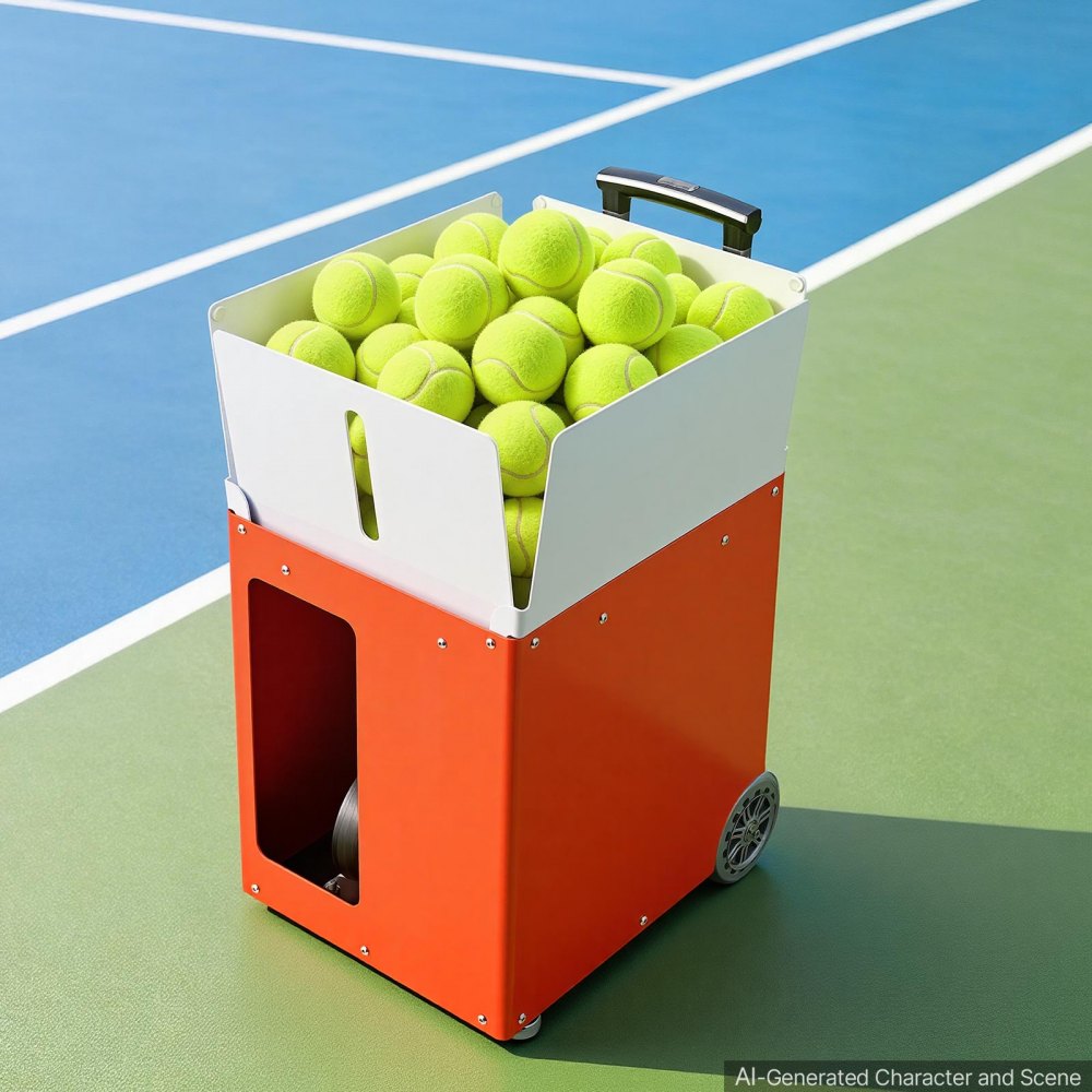 VEVOR Lanzador Automático de Tenis, de Metal, Capacidad para 110 Pelotas, Control Remoto Mediante Aplicación, 20 Modos, Batería de 4 Horas de Duración, Velocidades hasta 75 mph, para Entrenamiento