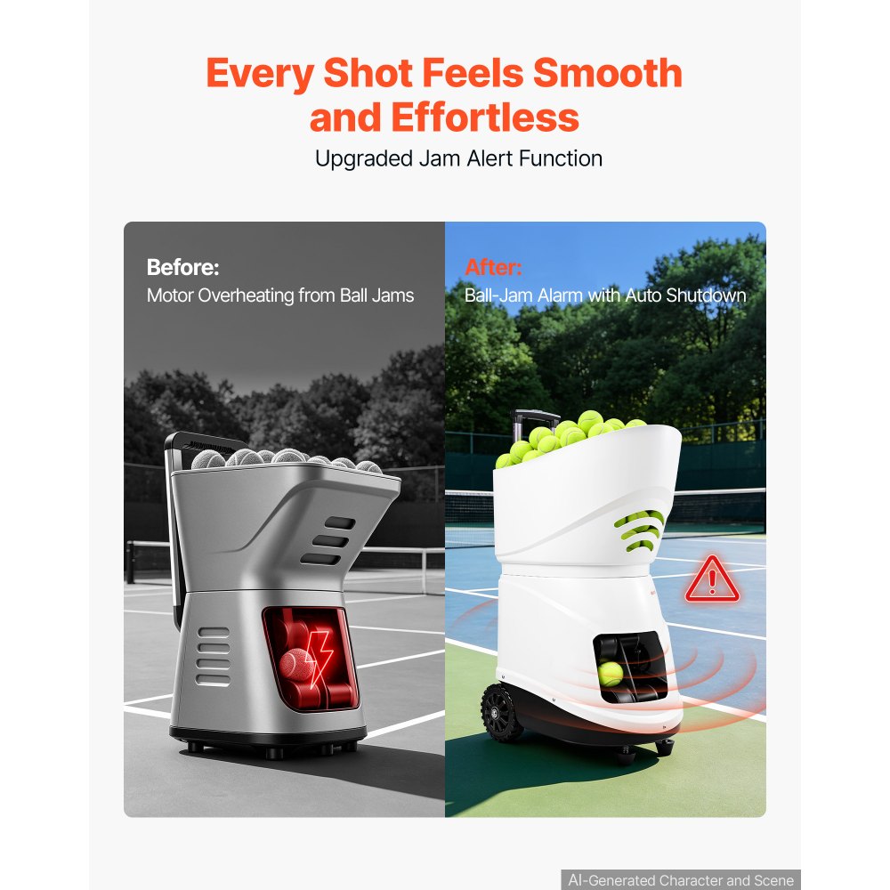 VEVOR Lanzador Automático de Tenis, Plástico, Capacidad para 150 Pelotas, Control Remoto Mediante Aplicación, 20 Modos, Batería de 4 Horas de Duración, Velocidades hasta 80 mph, para Entrenamiento