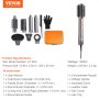 VEVOR Cepillo Secador y Moldeador de Cabello 7 en 1, 110 000 RPM con 2 Rizadores con Envoltura Automática, 3 Cepillos y 3 Boquillas, Secador de Cabello Iónico para Dar Volumen, 330 x 52 mm, Negro
