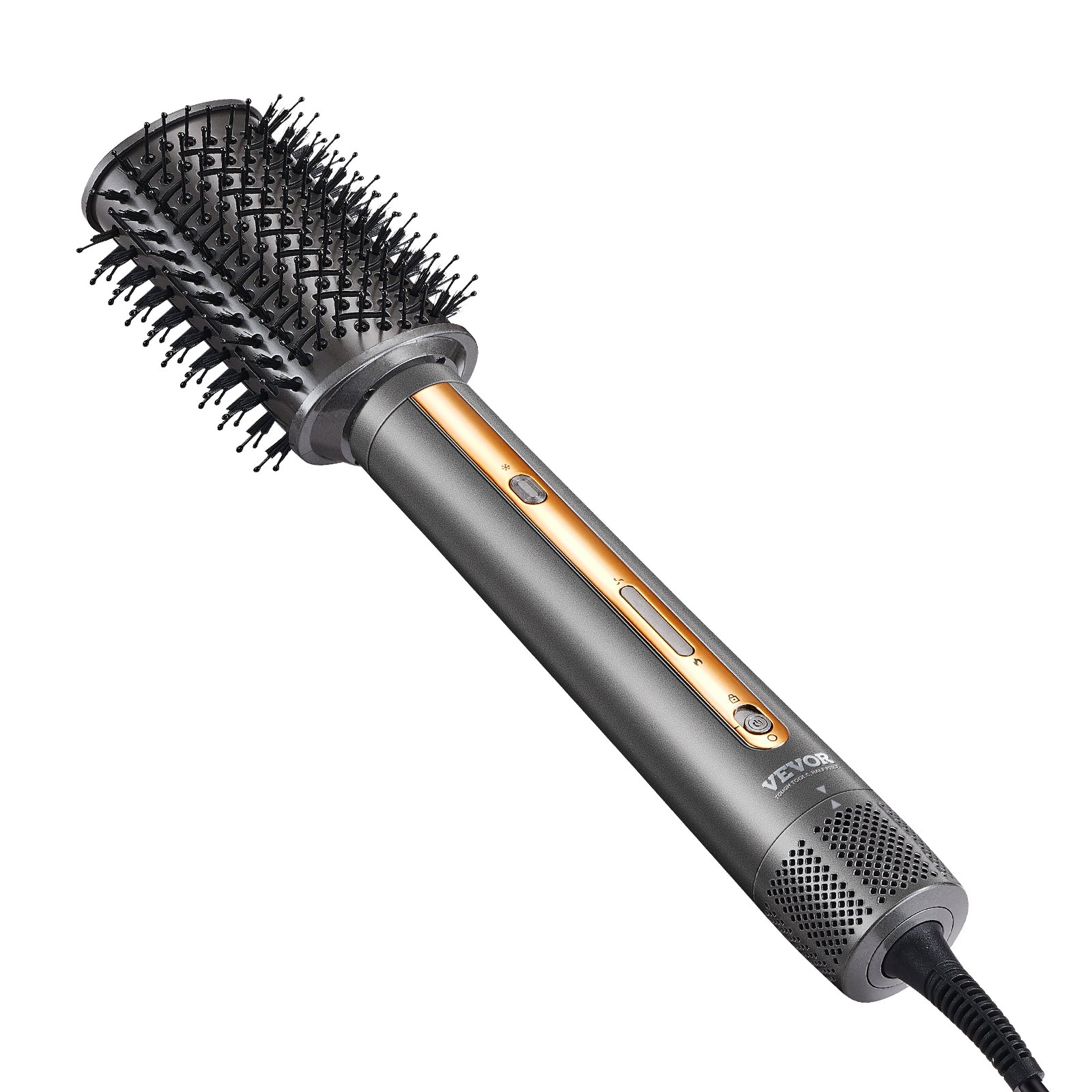 VEVOR Cepillo Secador y Moldeador de Cabello 7 en 1, 110 000 RPM con 2 Rizadores con Envoltura Automática, 3 Cepillos y 3 Boquillas, Secador de Cabello Iónico para Dar Volumen, 330 x 52 mm, Negro