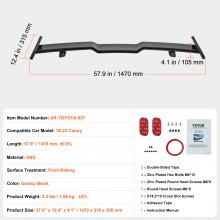 VEVOR Alerón Trasero de 1470 x 315 x 105 mm Compatible con Camry 2018-2023 Negro