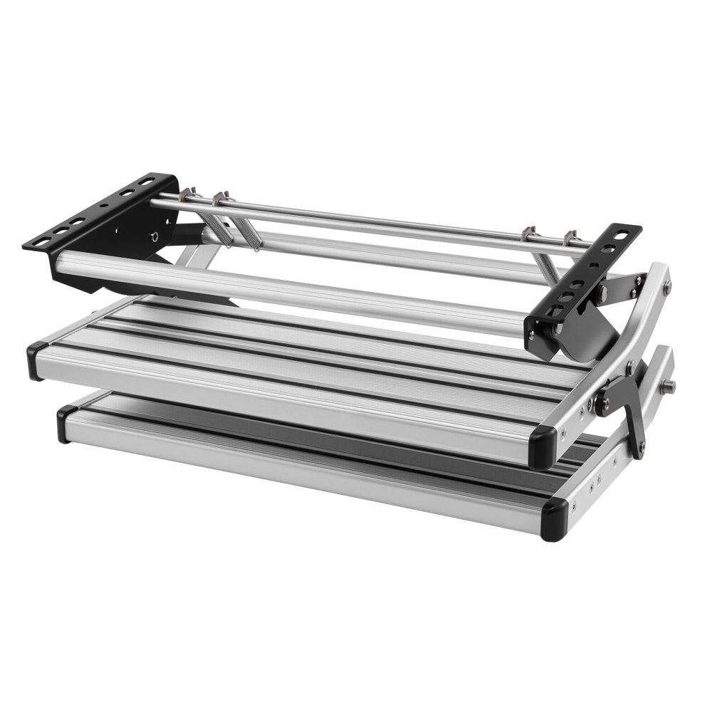 VEVOR Escalón para Autocaravana Manual de 2 Peldaños, Escalera Plegable Retráctil Carga de 199,58 kg, con Estructura de Acero y Escalones de Aleación de Aluminio, para Caravana, Remolque de Viaje