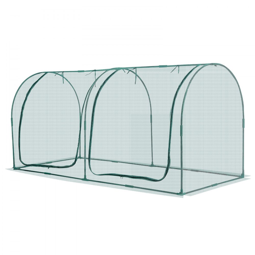 VEVOR Jaula protectora para cultivos, con puerta con cremallera, resistente al viento, cubierta para bancales elevados exteriores con estructura, para jardín, patio y césped, 2489 x 1200 x 1200 mm