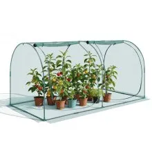 VEVOR Jaula protectora para cultivos, con puerta con cremallera, resistente al viento, cubierta para bancales elevados exteriores con estructura, para jardín, patio y césped, 2489 x 1200 x 1200 mm