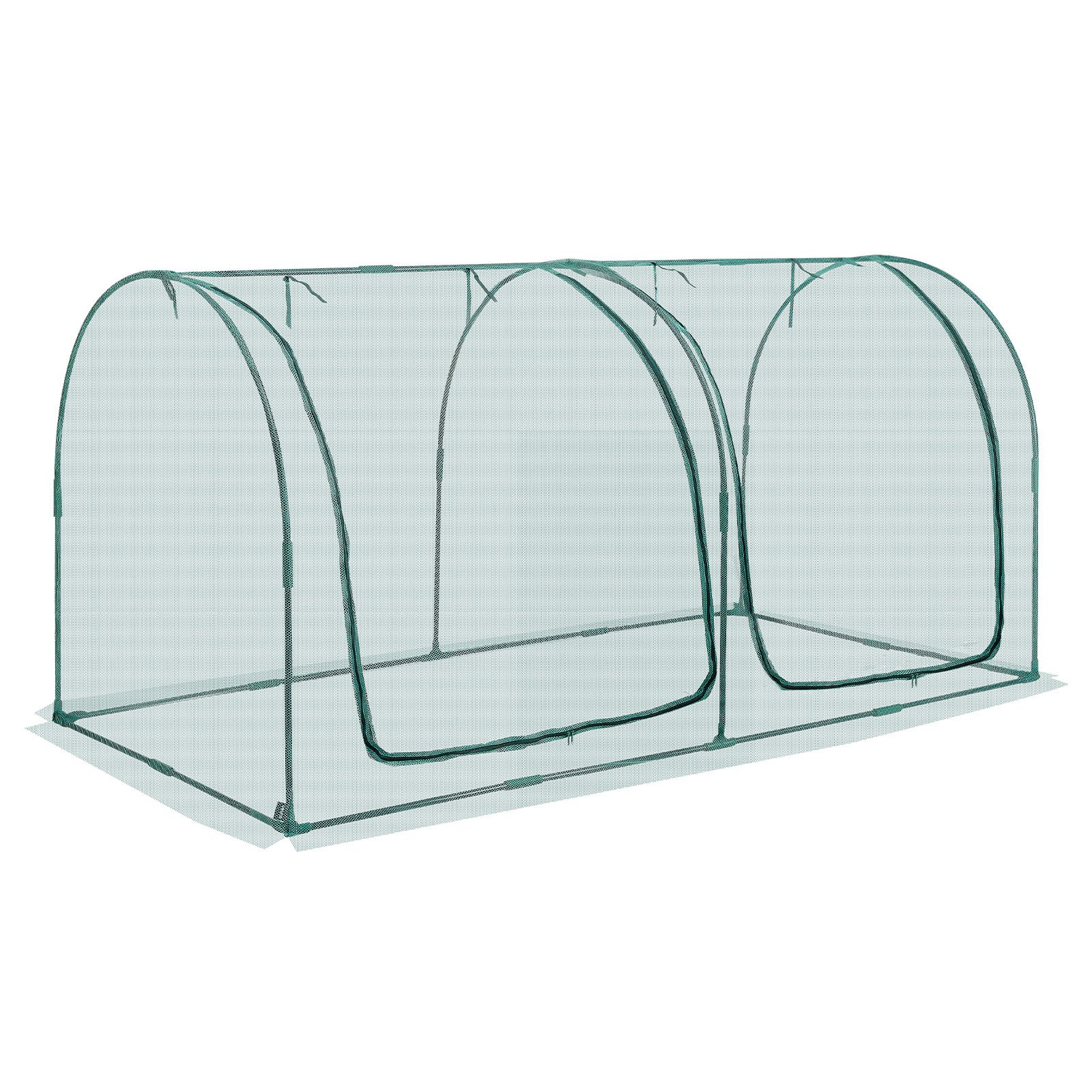 VEVOR Jaula protectora para cultivos, con puerta con cremallera, resistente al viento, cubierta para bancales elevados exteriores con estructura, para jardín, patio y césped, 2489 x 1200 x 1200 mm