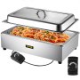 VEVOR Calentador de Bufé Rectangular 400 W Plato de Frotamiento 68 x 47,5 x 30 cm Calentadores de Comida para Bufé Acero Inoxidable Engrosado 9 L, Temperatura de 30-80 Centígrados con Grifo de Drenaje
