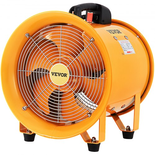 VEVOR Ventilador Utilitario de 12'' Extractor de Humo Portátil 500 W 69dB(A) Ventilador de Ventilación con 2920RPM de Velocidad y 2m de Longitud de Cable para Fábricas, Hoteles, Bodegas, Pabellones