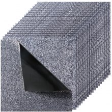 VEVOR Losetas de Alfombra Cuadradas, para Suelo de Moqueta, 457,2 x 457,2 x 12 mm, Autoadhesivas, con Una Superficie de 2,0 m², para Apartamentos, Oficinas, Propiedades de Alquiler, Gris, 10 uds