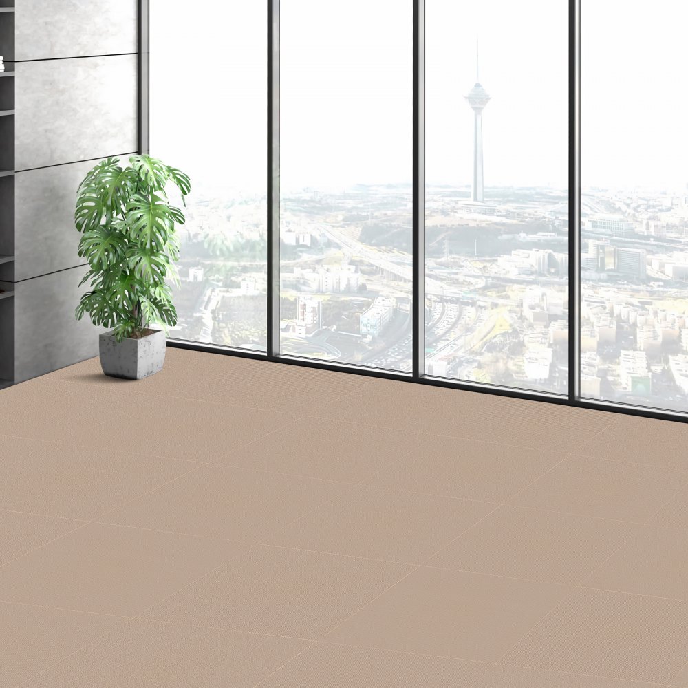 VEVOR Peel and Stick Carpet Tiles, 457x457mm, Self-Adhesive Carpet Floor Tiles, Soft Cushioned Carpet Tiles, DIY Installation for Bedroom, Living Room (10 pcs, Light Brown)