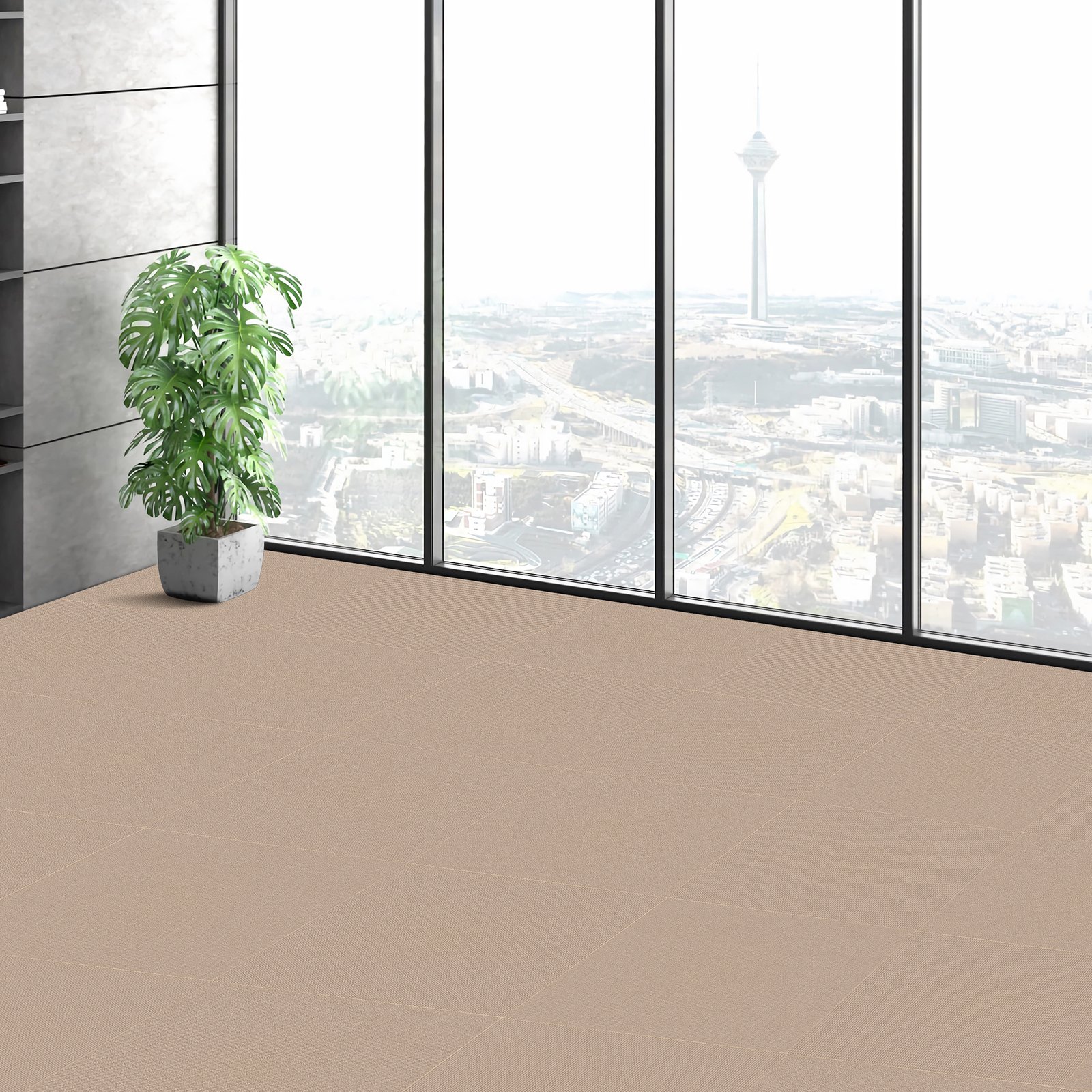 VEVOR Peel and Stick Carpet Tiles, 457x457mm, Self-Adhesive Carpet Floor Tiles, Soft Cushioned Carpet Tiles, DIY Installation for Bedroom, Living Room (10 pcs, Light Brown)