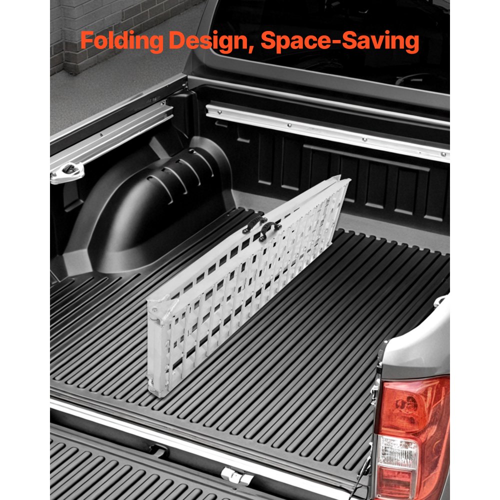 VEVOR Rampas de Aluminio 1 ud Rampas Resistentes Carga de 454 kg Rampa de Carga Estable Universal con Asas, Aptas para ATV, UTV, Motocicletas, Bicicletas Eléctricas, 3050 x 450 x 50 mm, Blanco