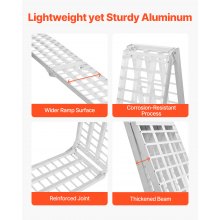 VEVOR Rampas de Aluminio Carga de 454 kg 1 Pieza Rampas de Carga con Asas Blanco