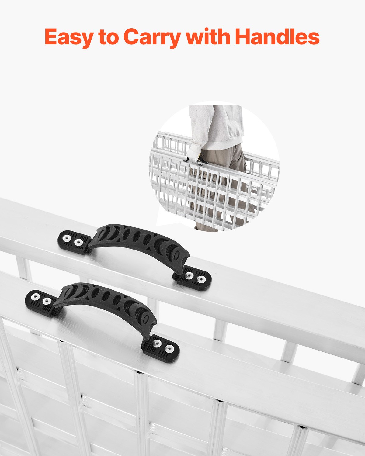 VEVOR Aluminum Ramps, 2-Piece Heavy-Duty Loading Ramps (907 kg load capacity) with wider ramp surface, universal stable loading ramp with handles, for ATV, UTV, motorcycle, electric bicycle