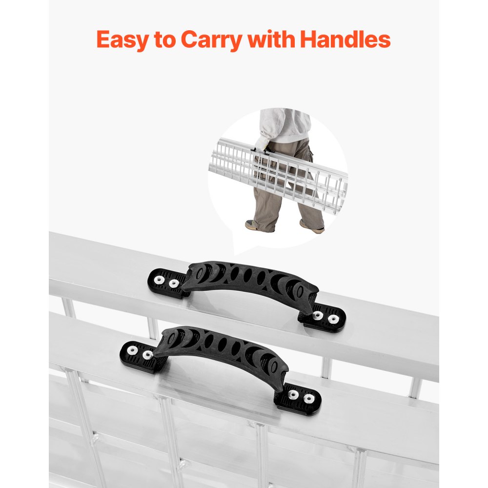 VEVOR Rampas de Aluminio 1 Pieza Rampas Resistentes Carga 272 kg Rampa de Carga Estable Universal con Asas, Aptas para ATV, UTV, Motocicletas, Bicicletas Eléctricas, 3050 x 295 x 47 mm, Blanco