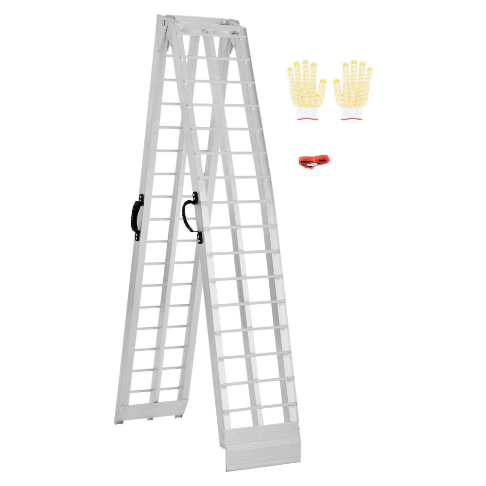 VEVOR Rampas de Aluminio 1 Pieza Rampas Resistentes Carga 272 kg Rampa de Carga Estable Universal con Asas, Aptas para ATV, UTV, Motocicletas, Bicicletas Eléctricas, 3050 x 295 x 47 mm, Blanco