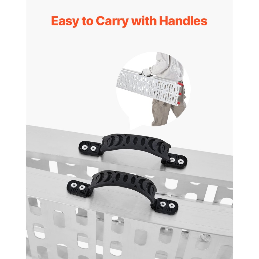 VEVOR Rampas de Aluminio Capacidad Carga 340 kg 1 Pieza Rampas Resistentes 3050 x 295 x 47 mm Rampa de Carga Estable Universal con Asas, Aptas para ATV, UTV, Motocicletas, Bicicletas Eléctricas
