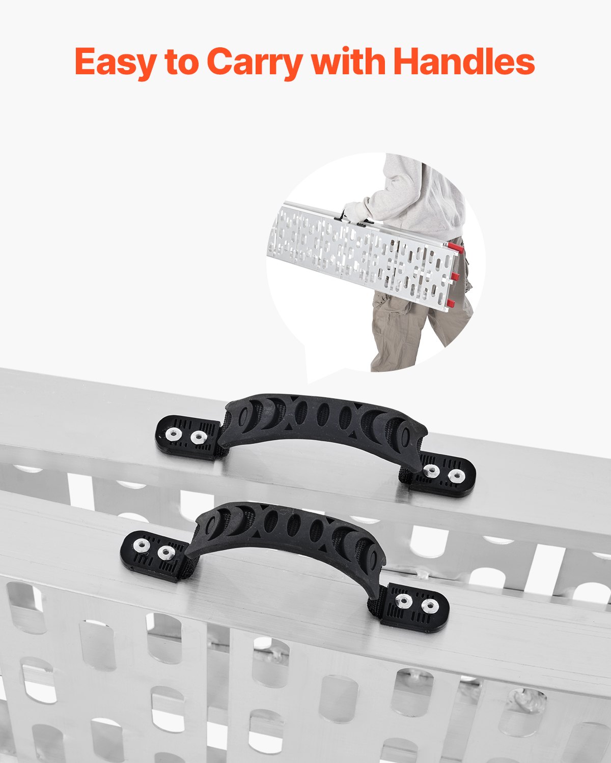 VEVOR Rampas de Aluminio Capacidad Carga 340 kg 1 Pieza Rampas Resistentes 3050 x 295 x 47 mm Rampa de Carga Estable Universal con Asas, Aptas para ATV, UTV, Motocicletas, Bicicletas Eléctricas