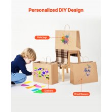 VEVOR Bolsas de Papel Kraft con Asas 50 Unidades 40,6 x 15,2 x 30,8 cm, Marrón