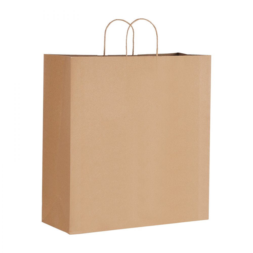 VEVOR Kraft Paper Bags, Pack of 100, Gift Bags with Handles, 457x178x483 mm, Large Shopping Bags, Paper Carrier Bags, Kraft Bags, for Birthdays, Weddings, Shopping, Gifts, Brown
