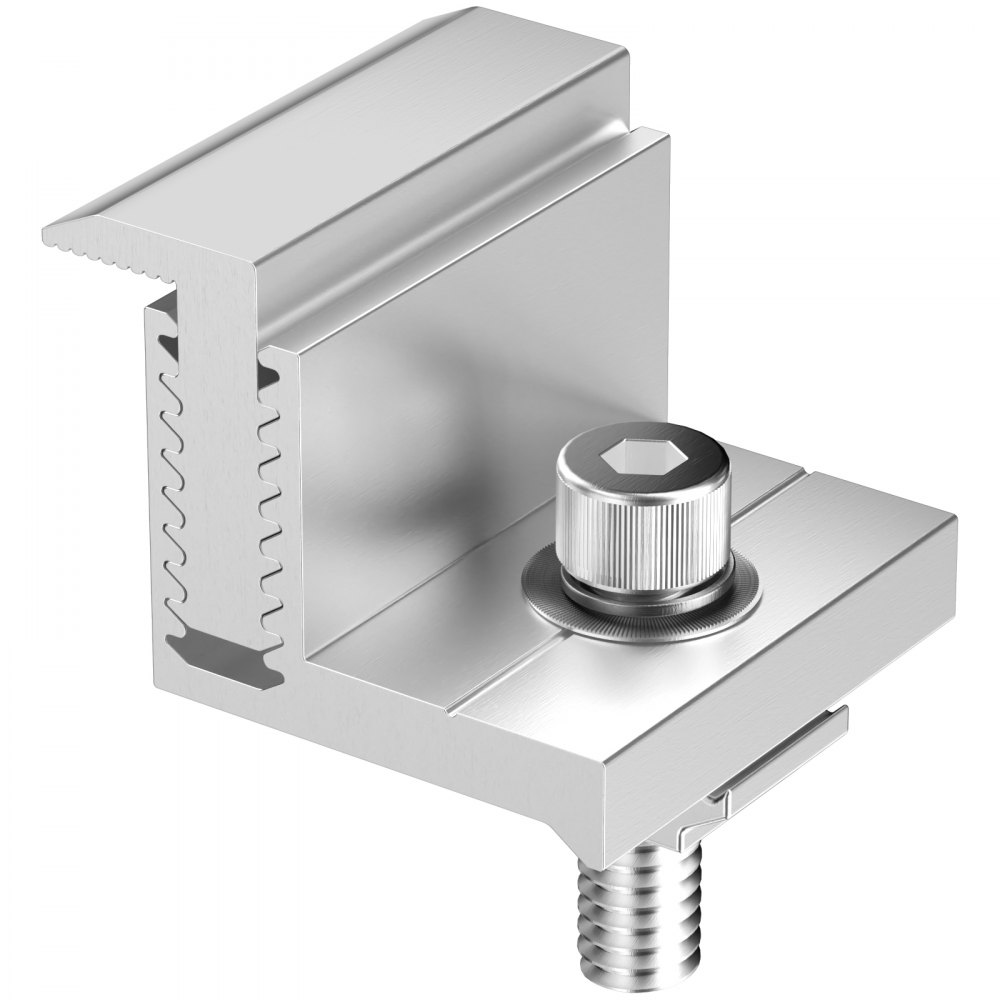 VEVOR Soporte Z para Panel Solar 20 Piezas Kit de Abrazadera de Borde de Panel Solar Ajustable 35-50 mm Soporte de Montaje de Aluminio Anodizado Liviano para Autocaravanas, Barcos, Paredes, Techos