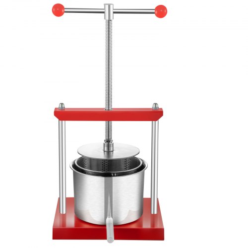 VEVOR Prensa para Vino o Fruta 5,5 L Prensa de Fruta y Vino de Acero Inoxidable 30 x 25 x 45,5 cm Prensa de Vino Uvas Prensa para Hacer Vino con Bolsa de Filtro para Zumo Vino Sidra Aceite de Oliva