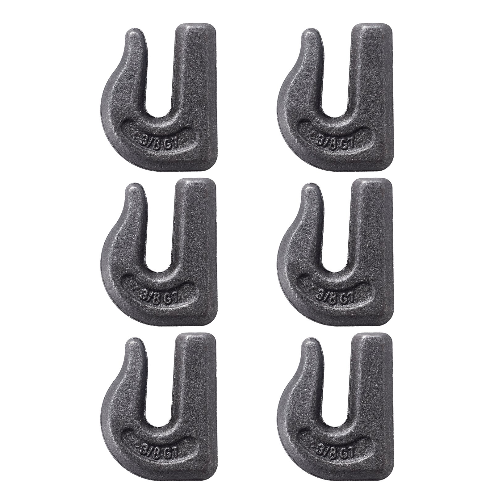 VEVOR Tractor Bucket Hook 7.93mm, 3/8 inch, Heavy Duty Weld-On Hook, G70 Forged Steel, Set of 6, Grab Hook, Compatible Weldable Tow Hook, for Crane, Chain Hoist, Forklift, 6803.88kg