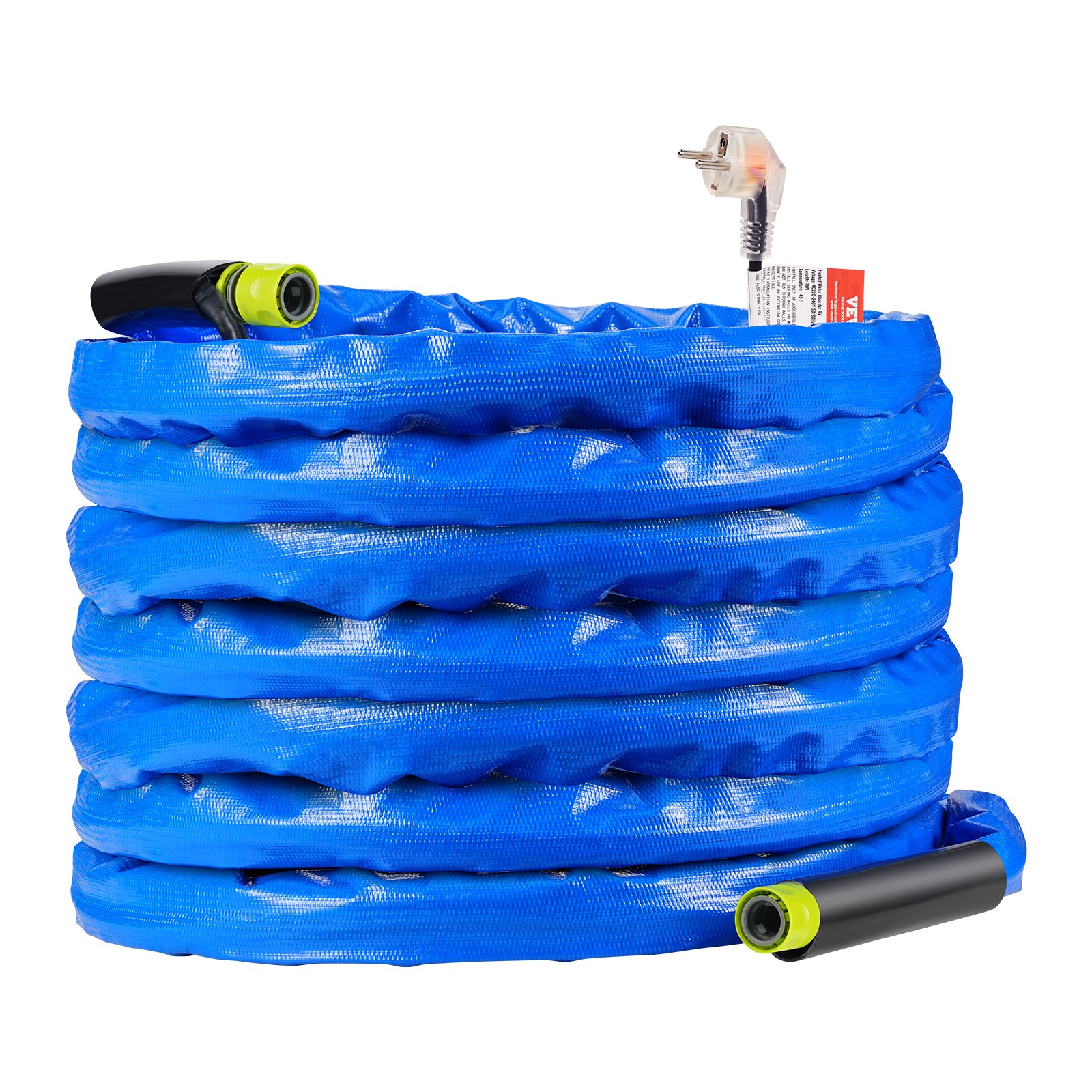 VEVOR 50ft Heated Water Hose for RVs, Heated Drinking Water Hose with Corrugated Cover, Frost Protection down to -45°F, Automatically Self-Regulating, 5/8" ID with Quick-Connect Kit