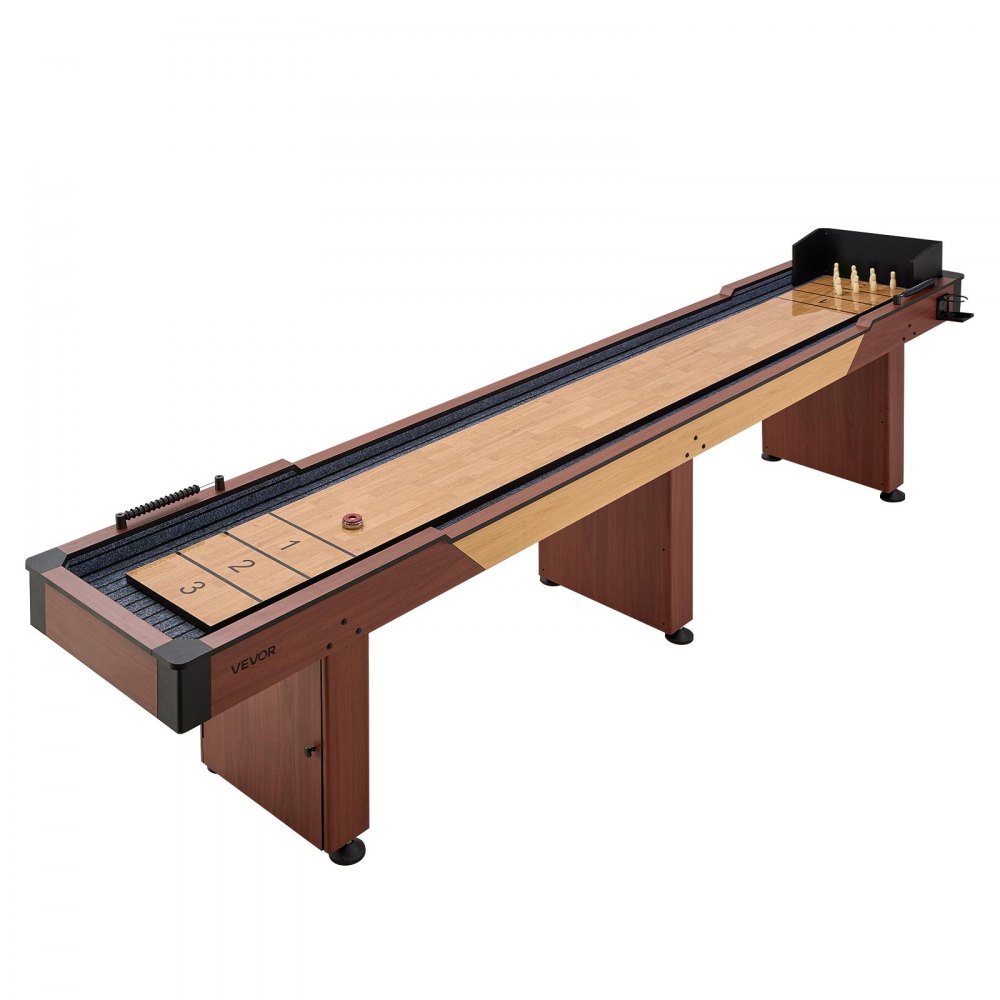 VEVOR Mesa de Tejo 3,7 x 0,6 x 0,8 m Juego Combinado 2 en 1 de Tejo y Bolos, Superficie Resistente a los Arañazos, Tablero de Madera de Ingeniería, Con 8 Discos y Juego de Bolos, Para Familia, Fiesta