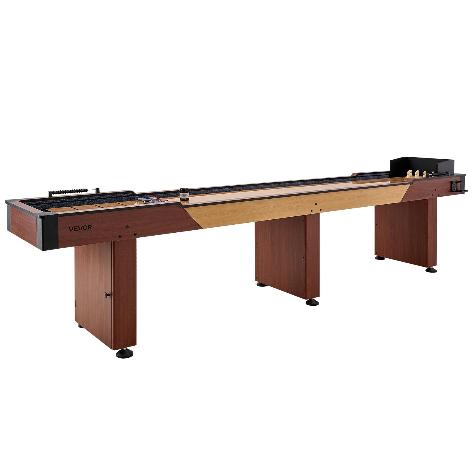 VEVOR Mesa de Tejo 3,7 x 0,6 x 0,8 m Juego Combinado 2 en 1 de Tejo y Bolos, Superficie Resistente a los Arañazos, Tablero de Madera de Ingeniería, Con 8 Discos y Juego de Bolos, Para Familia, Fiesta