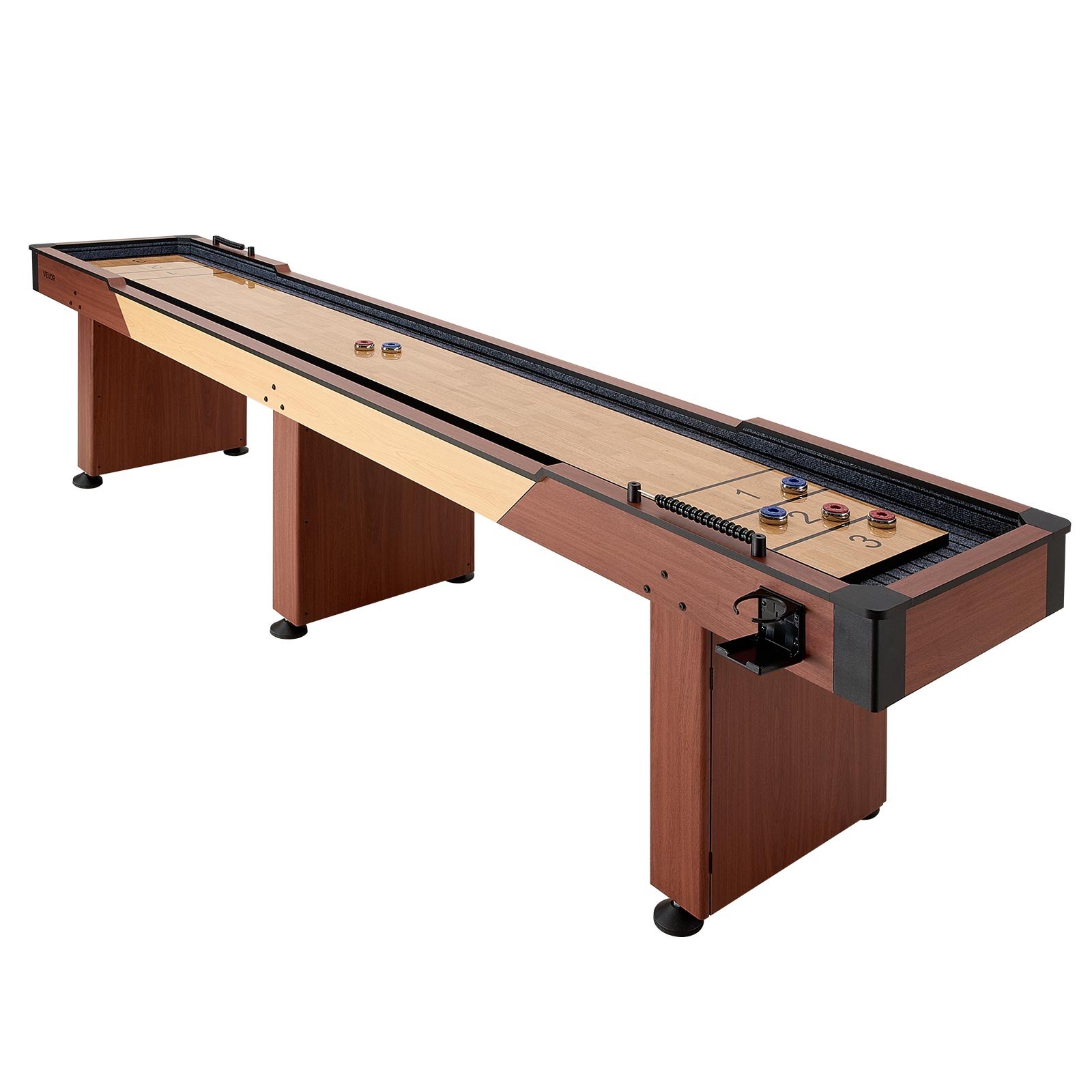 VEVOR Mesa de Tejo 3,7 x 0,6 x 0,8 m Juego Combinado 2 en 1 de Tejo y Bolos, Superficie Resistente a los Arañazos, Tablero de Madera de Ingeniería, Con 8 Discos y Juego de Bolos, Para Familia, Fiesta