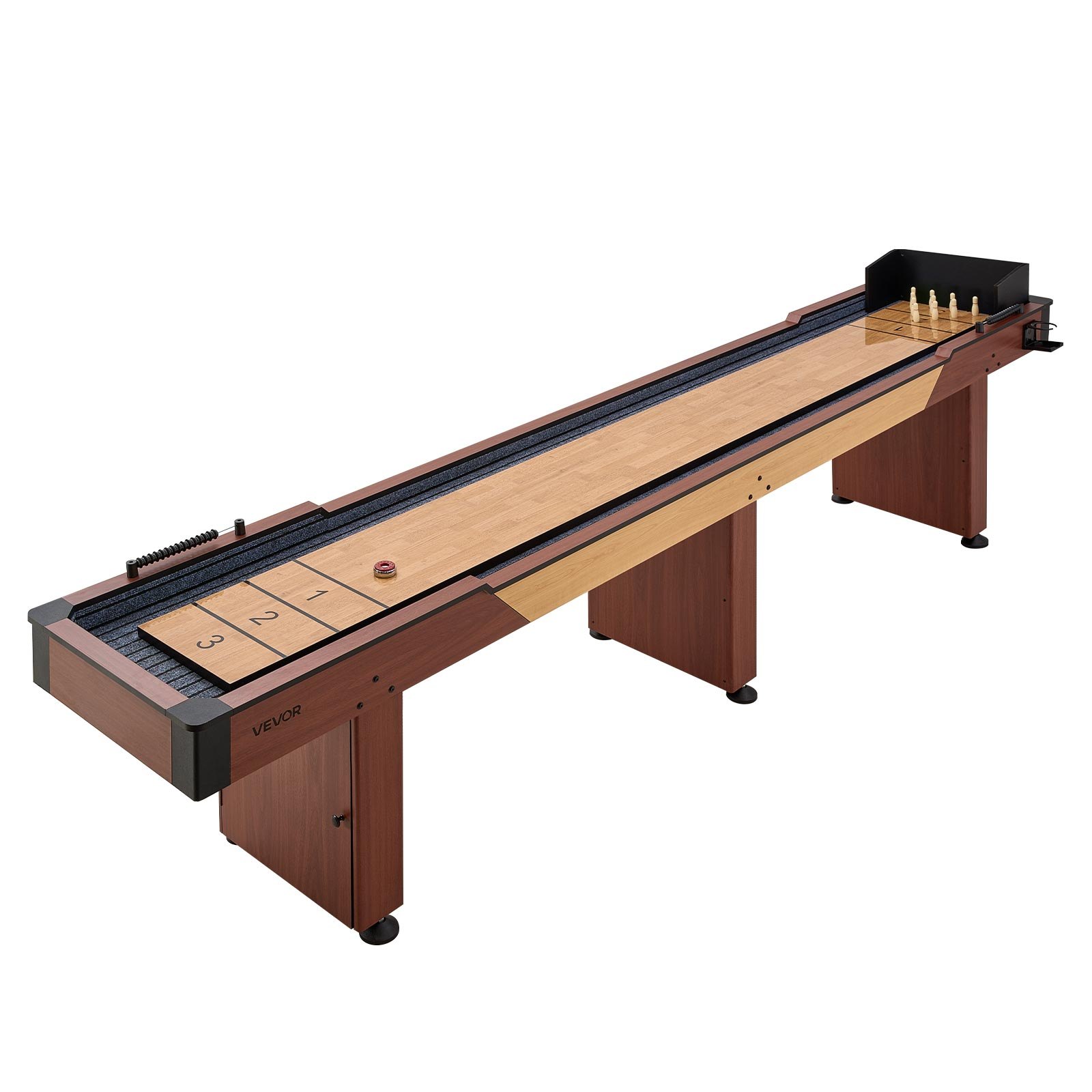 VEVOR Mesa de Tejo 3,7 x 0,6 x 0,8 m Juego Combinado 2 en 1 de Tejo y Bolos, Superficie Resistente a los Arañazos, Tablero de Madera de Ingeniería, Con 8 Discos y Juego de Bolos, Para Familia, Fiesta